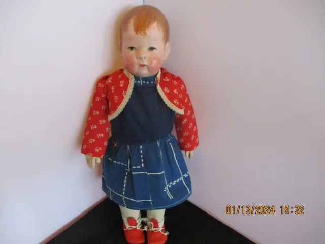 14"  Kathe Kruse Cloth Doll VII All Original, Ca. 1927