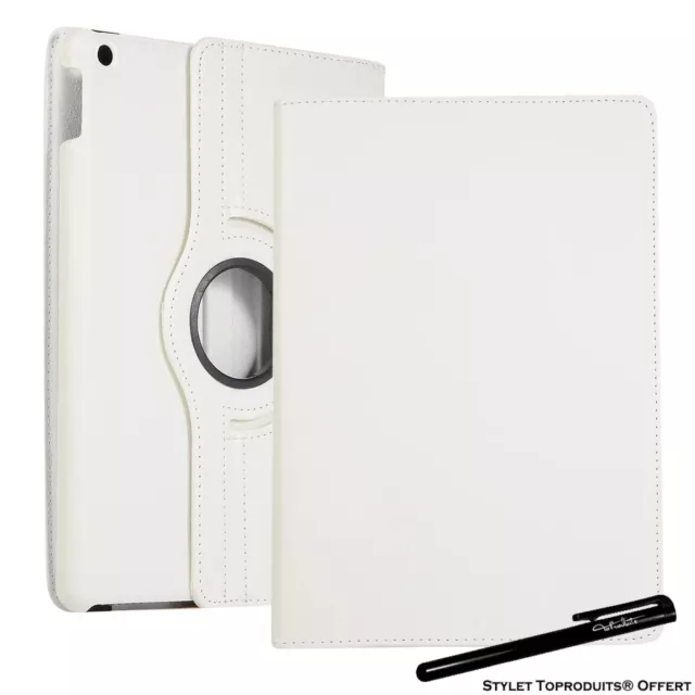 Housse Etui Blanc pour Apple iPad 10.2 2020 Coque avec Support Rotatif 360°