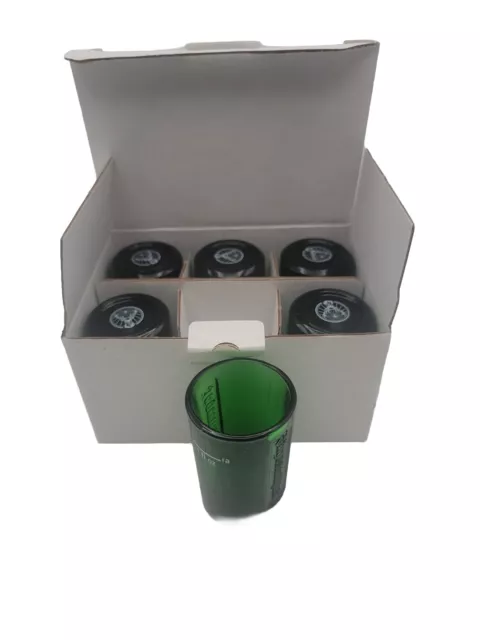 JAGERMEISTER GREEN GLASS SHOT GLASSES EMBOSSED LOGO NEW Jager Set Of 6 With BOX