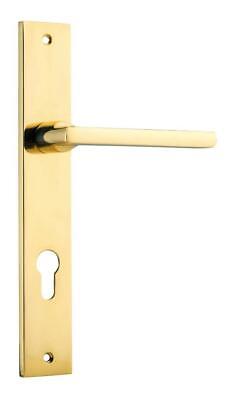 IVER polished brass Baltimore lever handles & backplates,240 x 38 mm,85 mm pitch