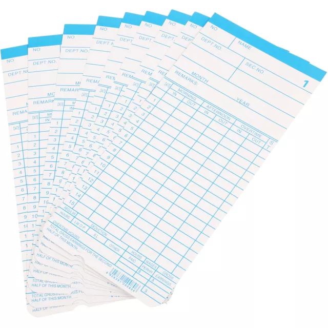 Time Cards for Employees Weekly Office English Attendance Punch Double Sided