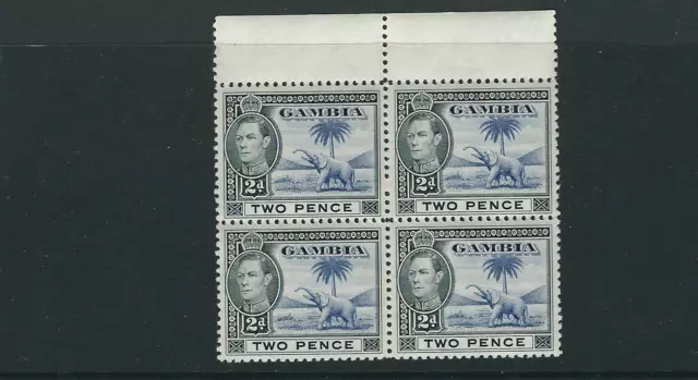 Gambia 1938-46 KGVI ( Sg 153 2d Schwarz Und Blau ) VF MNH Rand Block Of 4