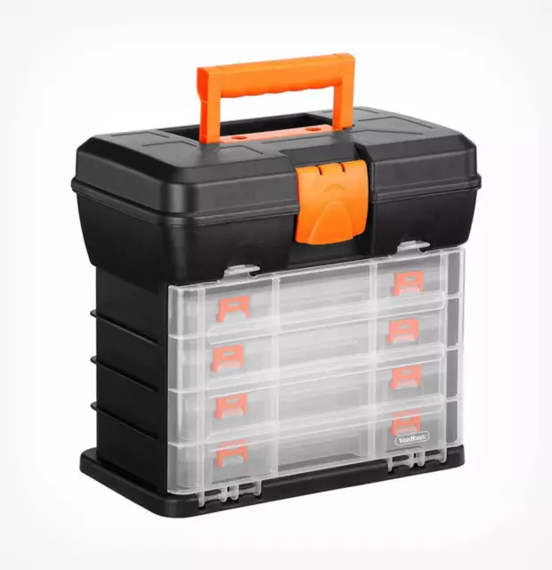 Utility DIY Storage Tool Box Carry Case 4 Drawers Screw Organiser Hobby Dividers