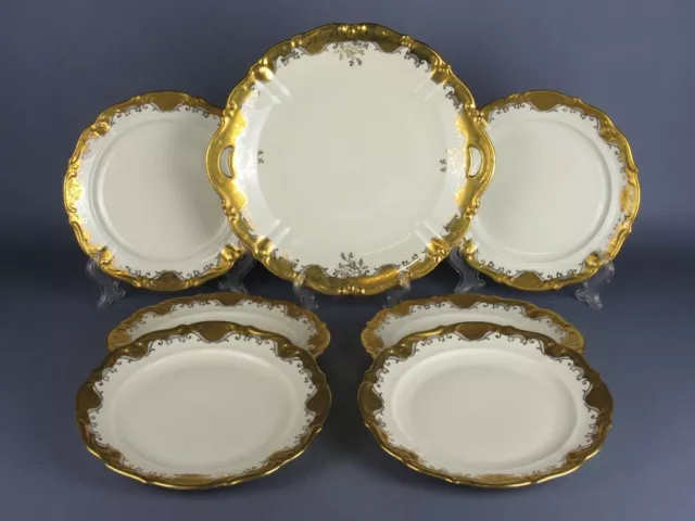 RKW BAVARIA Vintage Servicio De Dulce Porcelana Decoración Oro Xx Sec