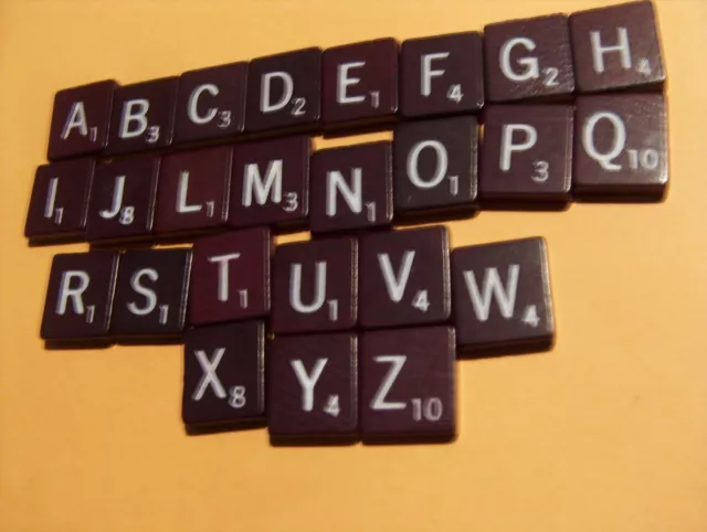 Scrabble Tiles Dark Brown w/ White Lettering or Dark Maroon Each Sold Separately