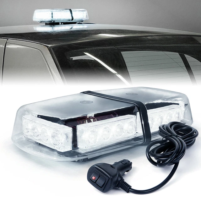 24 LED Rooftop Emergency Strobe Light Bar Warning Light Traffic Advisor White