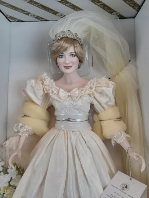 FRANKLIN MINT PRINCESS Diana Doll Porcelain Wedding Bride Doll NEW