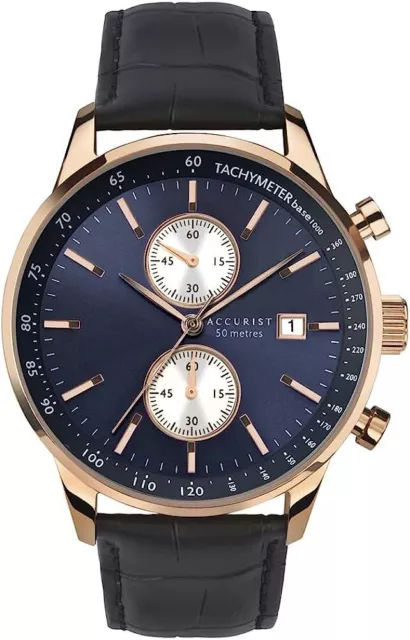 Accurist Herren Chronograph Uhr mit schwarzem Lederarmband 7251