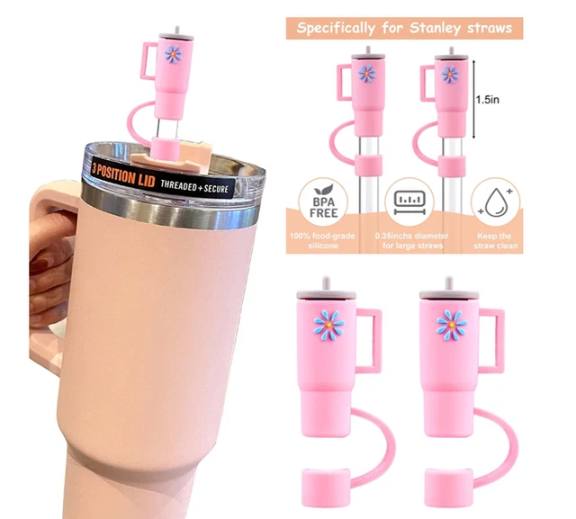 Straw Cover Cap for stanley cup pink, 4Pcs 30&40 oz cup Tumbler accessories