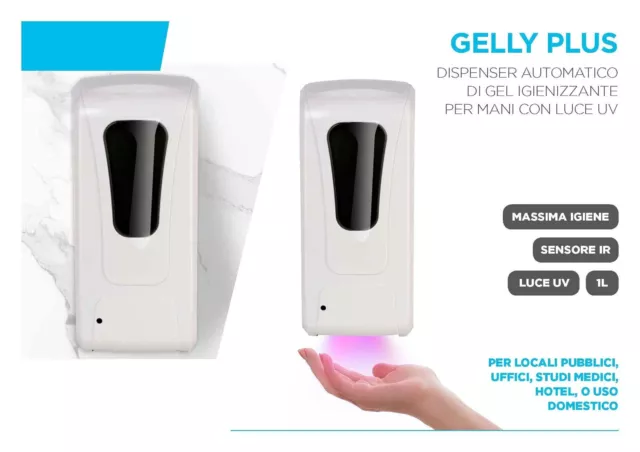 Dispenser Automatico Gel Igienizzante Mani Sanifica Luce Uv Sensore Ir Batteri