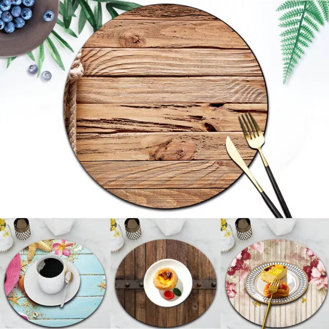 1 pcs wood Leather Placemats Dining Table Mats Dinner Home Kitchen PlaceMat