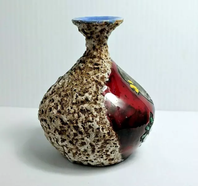 Fat Lava Pottery Art Mini Vase Signed CABY Vtg Girl Italy Mid Century Glaze ISEO