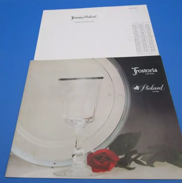 FOSTORIA GLASS Brochure & Price List Color Illustrated 1978 PICKARD 16 Pages