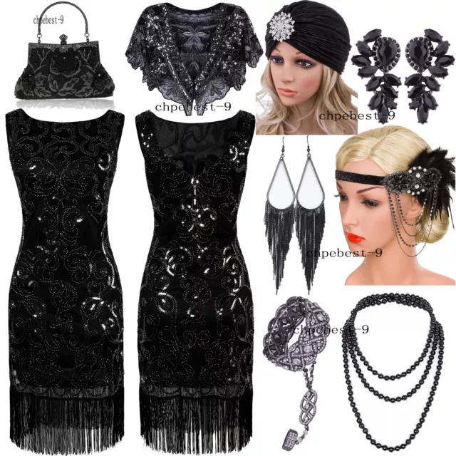 1920s Dress Flapper Great Gatsby Theme Evening Gowns Vintage Tassels Plus Size