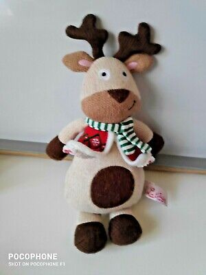 Elan Ω Doudou Rond Elan Renne Caribou Blanc Marron Rouge Broderies  Berlingot 