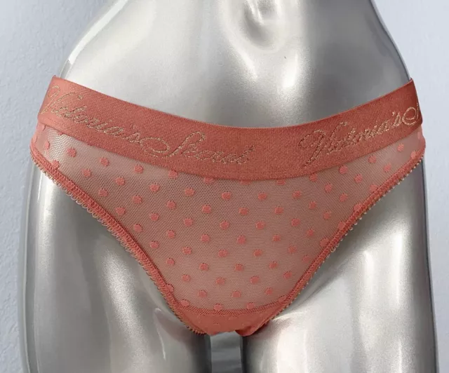 Victorias Secret New Rose Blue Dot Shimmer Logo Thong Panty S M L XL