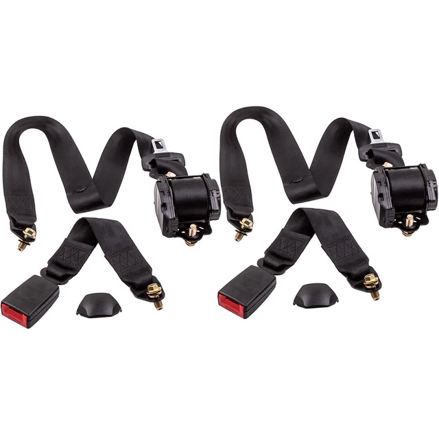 2x Automatico Auto Sedile Cinghia Universale 3 Punti Kit Cintura di Sicurezza