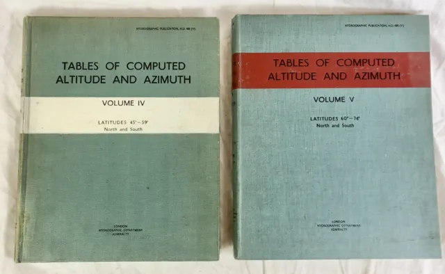 Libros de colección ""Tablas de altitud computada y azimuth", vol IV 1951 y V 1952