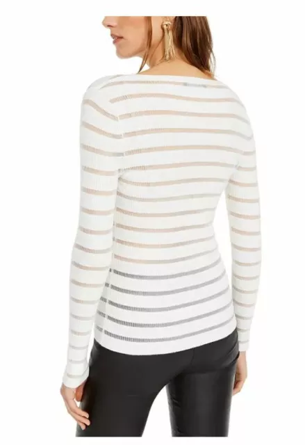 INC International Concepts White Striped Illusion Long Sleeve Sweater Sz XL NEW 3