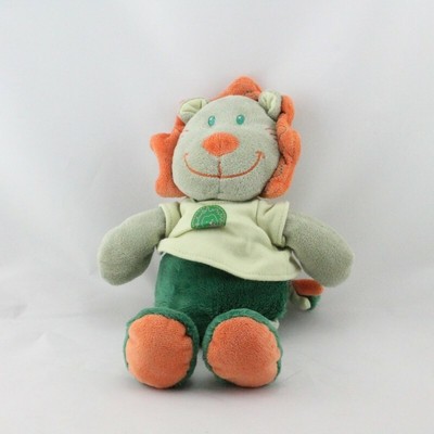 Doudou Doudou semi plat lion vert bleu MA PTITE TRIBU Chat Lion Tigre Plat Semi pl 