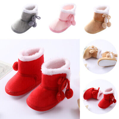 Baby Girls Kids Infant Cotton  Lined  Shoes Toddlers  Warm Ankle Boots Winter UK