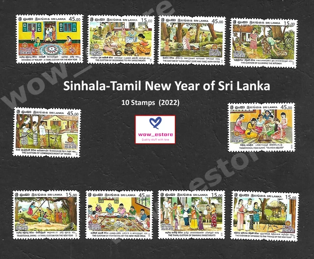 SINHALATAMIL NEW YEAR of Sri Lanka Stamps (10 Stamps) 2022 MNH EUR 1