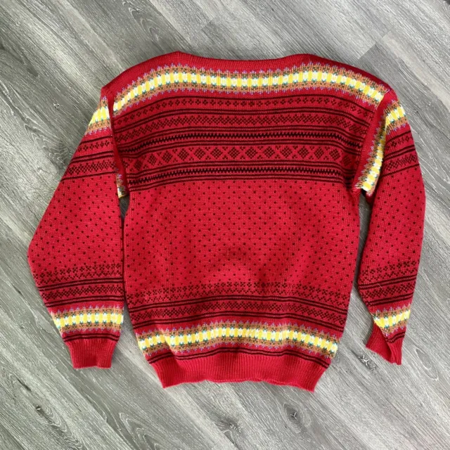 Vintage 80's Womens Sz M Red Festive Sweater
