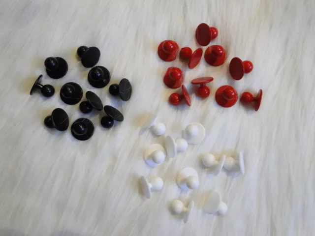 Pack of 10 Plastic Stud Buttons for Chef Jackets Black/White/Red/Gold/Silver 3