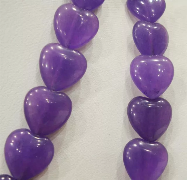 12x12mm Russian Purple Amethyst Flat Heart-shaped Gemstone Loose Beads 15" AAA