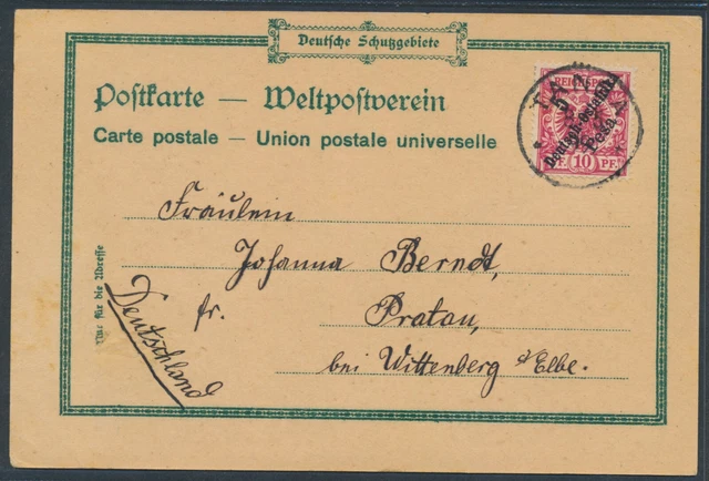 DOA Adler EF Litho-AK Gruß aus Tanga 1899 nach Pratau Attest (S21575) 2