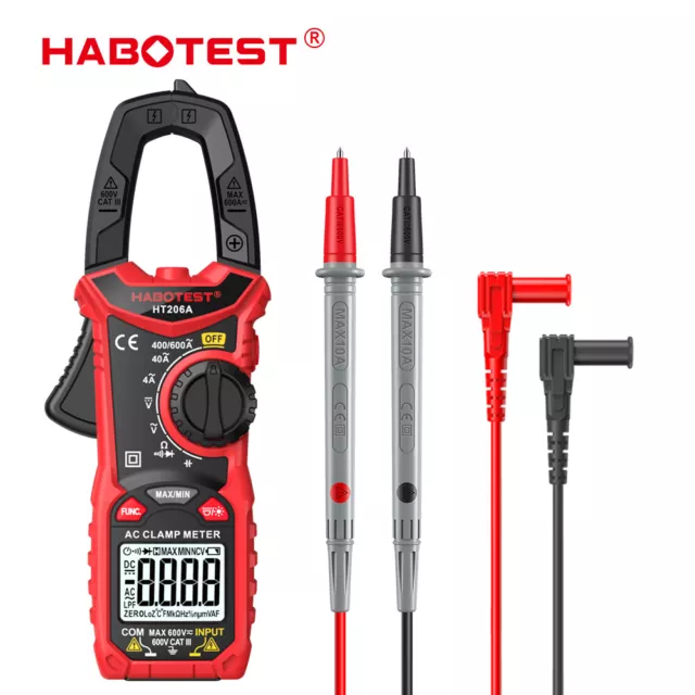 HABOTEST HT206 Digitales Zangenmessgerät Multimeter DC/AC 600A AmperemeterTester