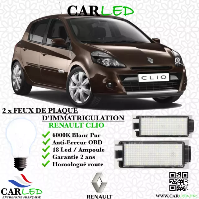 2x Feux de plaque d'immatriculation LED Renault Clio III