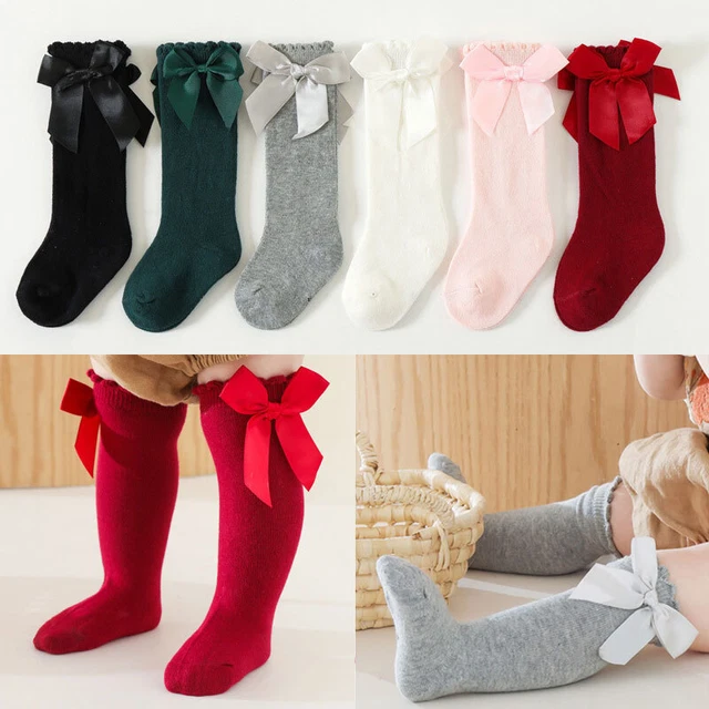 Bébé Fille Satin Ruban Noeud Chaussettes Genou Espagnol Romany Toucher Doux Bas