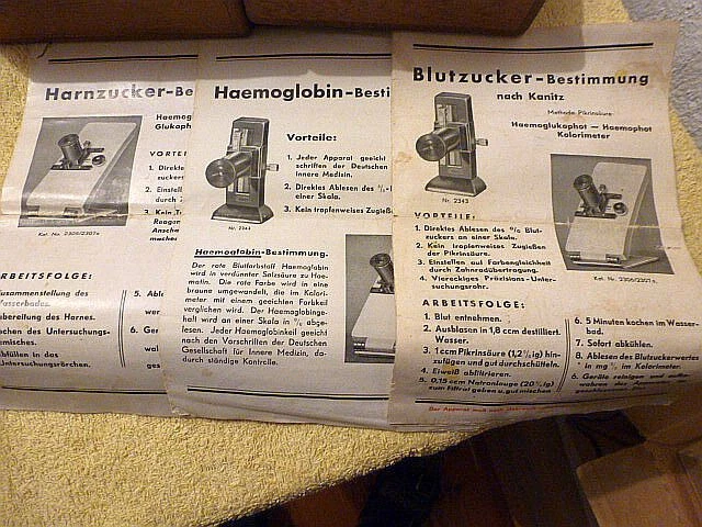Altes Medizin Messgerät KOLORIMETER Harnzucker, Blutzucker Haemoglobin
