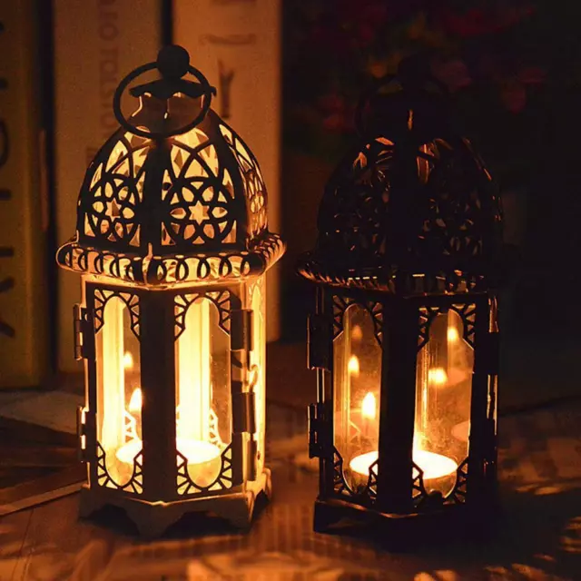 Vintage Hanging Glass Moroccan Style Lantern Tea Light Decor Holder Candle Q6H0