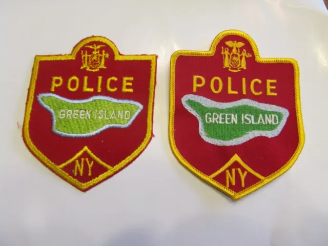 New York Green Island Police Patch Set Obsolete Left Loom