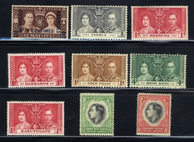 1937 British 12th May Coronation King George VI ♔ 9-Stamp Set MNH OG