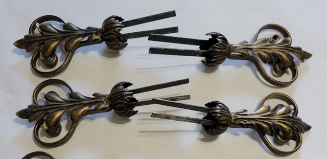 Vintage Metal Drapery Curtain Rod Finials (2) Sets  (4) Total 6"