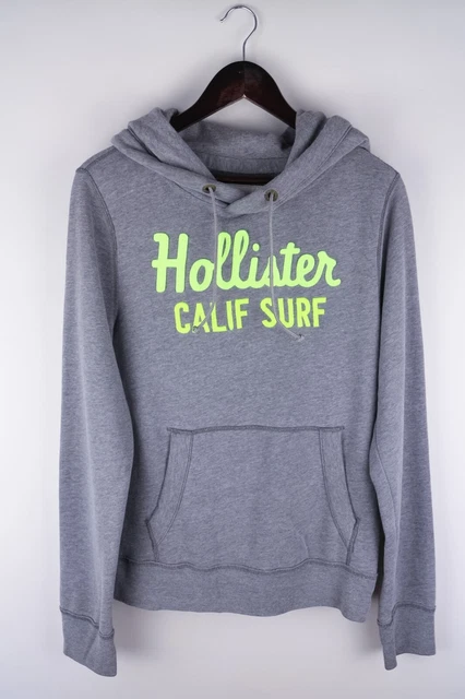 Felpa con cappuccio uomo Hollister casual grigio pullover misto cotone taglia M