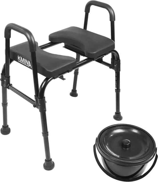KMINA - Commode Toilet Chair with Adjustable Seat (Up to 400 lbs), Sturdy...