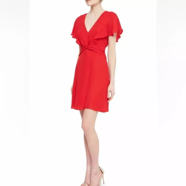 Parker Katie Flutter Sleeve Silk Minidress Monaco Red Size 10 2