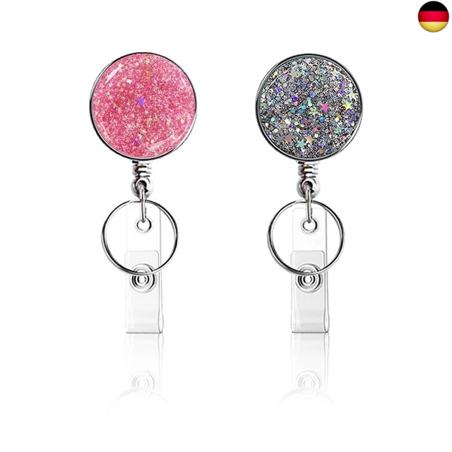 2er-Set YoYo-Abzeichenrollen Mit Karabiner – Rot, 55 Cm Draht, Für Ausweise & Schlüssel