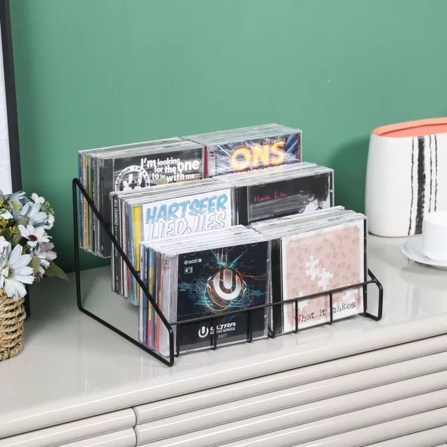 Matt Schwarz Metall Draht CD Halter Aufbewahrungsständer, 3 Ebenen Medien Schmuck Etui Rack 2