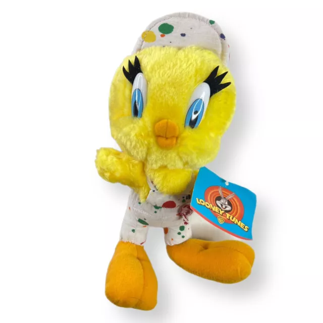 Vintage 1998 Looney Tunes Tweety Bird Plush Stuffed Animal Painter Artist Style