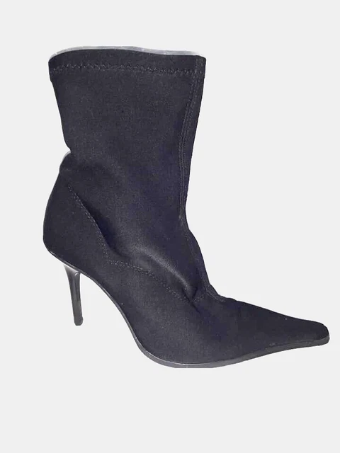 ⭐OBSEL⭐Femme Chaussette Bottines Noir Haut Talon Boots Botas Pointure 38