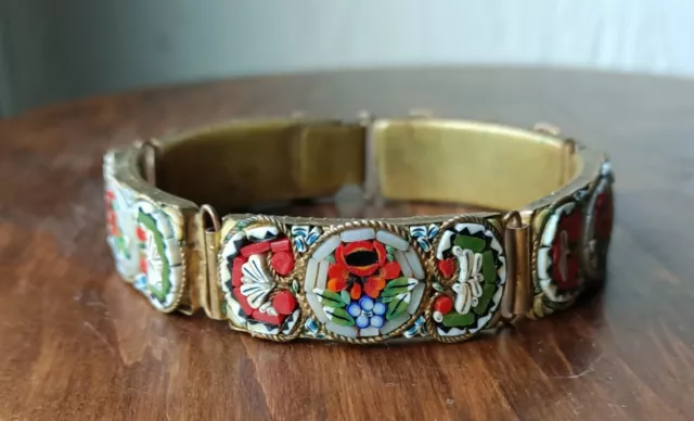 Vintage Murano glass bracelet - micro-mosaic millefiori verre mosaïque