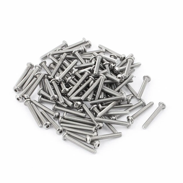 M3 x 22mm 304 Stainless Steel Hex Socket Button Head Bolts Screws 100pcs