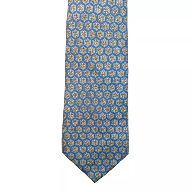 SALVATORE FERRAGAMO Silk BLUE Geometric Design Tie 3.75" x58.5"