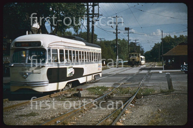 R DUPLICATE SLIDE - KCPS Kansas City 584 PCC Trolley Scene 1950s
