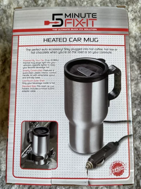 5 Minute Fix It Heated Car Mug. 13 Oz Thermal Mug Plugs